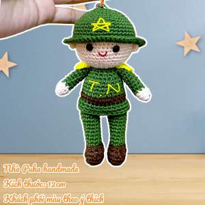 Móc khoá chú bộ đội phi công bằng len handmade quà tặng ý nghĩa có sẵn