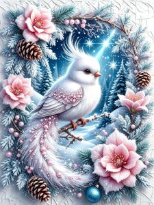HUACAN Diamond Art Paintings Phoenix Bird Animal Winter  Diamond Painting Snow Rosse Flower Full Drill Rhinestones Home Artwork