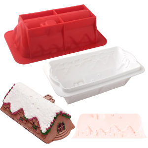 แม่พิมพ์ขนมคริสต์มาสทรงสี่เหลี่ยมหรือทรงปราสาท แม่พิมพ์ช็อกโกแลต แม่พิมพ์ซิลิโคนเค้กมูสคริสต์มาส อุปกรณ์ครัว