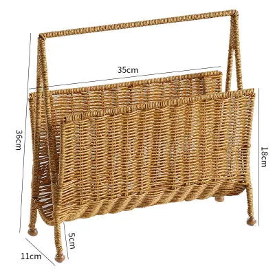 Hand Woven Free Standing Magazine Holder Book Storage Shelf