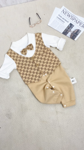 Jumper bayi anak laki laki usia 0-2 tahun premium baju tuxedo DASI PITA CREAM/JMP-4751