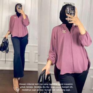 Livia Pakaian Wanita Atasan Blus Model Terbaru Crinkle Air Flow Tunik Kekinian Outher Murah