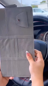 Multifunctional PU leather car storage bag sunshade cover card holder drivers license card holder car glasses holder