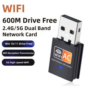 600M USB Network Adapter WIFI Dual Band 2.4/5GHz Free Driver Wireless Network Card Suitable for Windows 10/11 Linux MAC OS