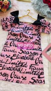 MYDU Shop I 2450 - ĐẦM TAY NGẮN RỚT VAI IN CHỮ CÁ TÍNH – Phong Cách Năng Động Cá Tính Và Hiện Đại
