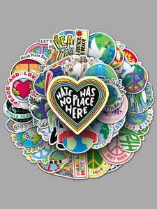 50-Piece World Peace Sticker Set Graffiti Decal for Luggage Laptop Car Decoration Trendy Personalized Notebook Stickers