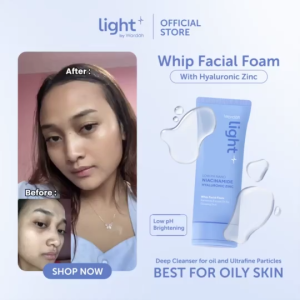 WARDAH LIGHT+ Face Wash Low PH Nano with Niacinamide Hyaluronic Zinc WHIP Facial Foam Remove Excess Oil Brightening Glowing Cleanser - Pembersih Wajah