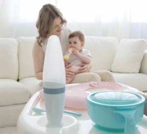 Oberni Bayi Beras Sereal Sendok Botol Susu Silicone Squeeze Air Makan Artefak Suplemen Makanan Alat