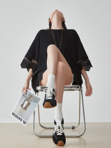 XIAODADEHUA | Lace Embroidery Loose Casual Long T-Shirt