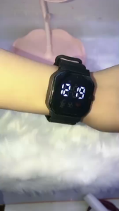 Casual Plain Square Shape Cute Football Heartbeat Decoration Electronic Watch for Woman