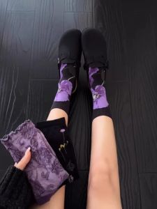 Spring Summer Fashionable Purple High-End Womens Socks Comfortable Versatile Elegant Colorful Trendy Footwear Accessories