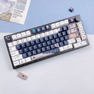 【Keycap Only】Astronaut Black Purple Keycaps 130 Keys Cherry Profile PBT Five-Sided Sublimation For Cherry MX Switch Mechanical Keyboard Keychron/RK61/GK61/Anne Pro 2