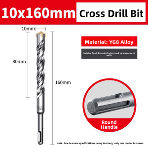 MONLEYTA | German Electric Hammer Concrete Drill Bit Tungsten Steel Cross Round Handle Rebar Wall Drilling Tools Construction Equipment