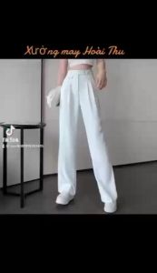 Quần tây nữ ống rộng dài 100cm lưng cao cạp lệch túi nắp trước kèm khuy độc lạ mẫu hót cho mùa hè
