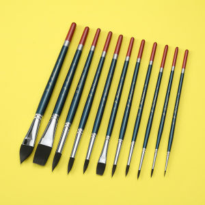 Flat round pointed cat tongue mixed hair set gouache watercolor acrylic oil paintbrush for beginner art students