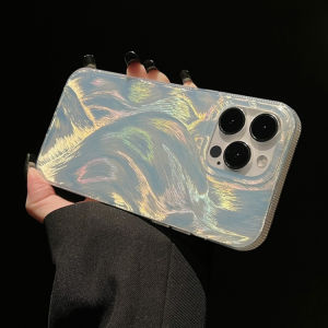 CrashStar Colorful Laser Feather Fashion Hard Shockproof Phone Case For iPhone 15 14 Pro Max Plus 13 12 Pro Max 11 Glossy Phone Casing Cover Shell