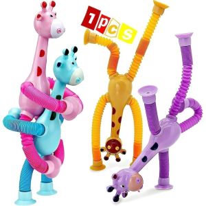 New Cartoon Sucker Telescopic Giraffe Can Be Deformed into Various Shapes Childrens Educational Decompression Toys