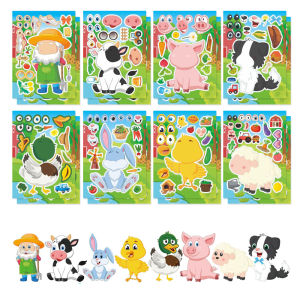Interactive Farm Animal Tractor Puzzle Stickers Educational DIY Handmade Toys for Children Ages 4-12 Cartoon Decals