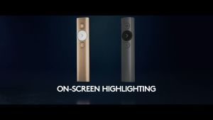 Logitech Spotlight Wireless Presentation Remote | Digital Laser Pointer (Slate / Gold)