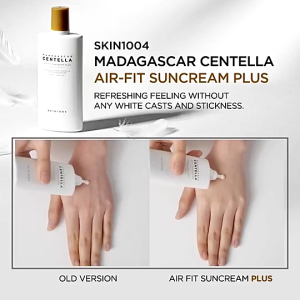 SKIN1004 Madagascar Centella Air‑Fit Suncream Plus Dual‑Function Brightening Physical Suncream Centella Soothing UV Protection Natural Beige Tone‑Up Matte Non‑Greasy No White Cast