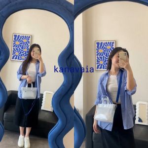 Kanavaia Mini PVC Tote Bag in White / Blue