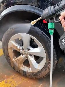 Copper machine Dual battery car wash gun compressed jet for strong cleaning  Fan spray for larger cleaning area Foam is injected to speed up cleaning High pressure nozzle Fan nozzle Filter Charger Connector Water inlet quick connect Extension Rod 5m water