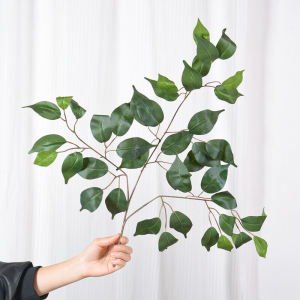 Xixi Artificial Plant Banyan Leaf Rubber Plastic Cloth Banyan Leaf Gold Money Leaf Engineering Hotel Tree Decorative Greenery Artificial Flower