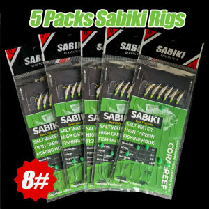 TAKBAS 5/10 Packs Sabiki Rigs Fishing Flasher Bait Rigs Glow Fishing Beads High Carbon Hooks For Freshwater And Saltwater