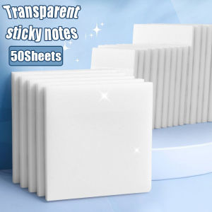50 Sheets Transparent Sticky Notes PET Waterproof Memo Notepad Self-Adhesive Translucent Sticky Notes Mini Note Pad Stationery Business Office School Supplies