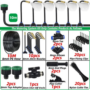 5M-30M 8MM Outdoor Nebulizers Garden Sprayer Misting Cooling System Push Lock Brass Mist Nozzles for Patio Terrace Greenhouse