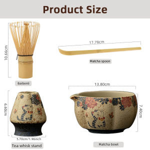 Japanese Matcha Set Flint Red Matcha Making Set Whisk Teaspoon Ceramic Bowl Traditional Tea Sets Matcha Bowl Tea Tools Gifts