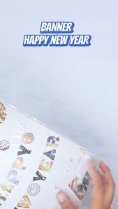 Banner Happy New Year banner tahun baru hiasan natal bunting flag tahun baru