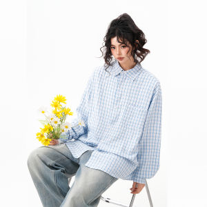 BWKA | Relaxed Fitting Light Weight Long-Sleeved Shirt Blue Check