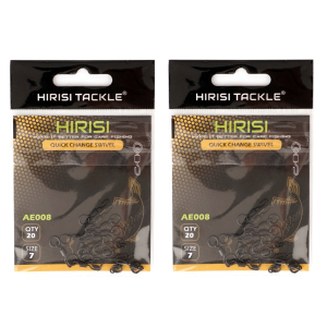 Hirisi AE008 20/40Pcs Carp Fishing Swivels Snaps Solid Ring Quick Change Connector Terminal Tackle Accessories for Coarse