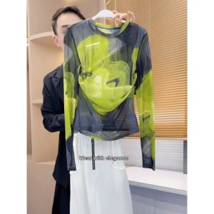 NUANPING | Trendy Tie Dye Printed Mesh T-Shirt for Women