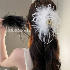 Korea Elegant Feather Hairpin For Women White Black Feather Hair Clips Girls Hair Accessories Party Headwear