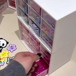 1/2 Pack Plastic Desktop Storage Organizer 9 Drawers Multipurpose Desk Drawer Box for Office Supplies Beads Teachers Desk