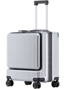 Aluminum Frame Luggage Carry-On Suitcase 20 Inch Front Opening Travel Bag Password Lock Pull Rod for Men And Women