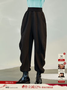 Liuliu Pants 2025 New Winter Loose Casual Lazy Sports Black Harlan Fleece Womens Sweatpants High Waist Knitted Cotton 100%