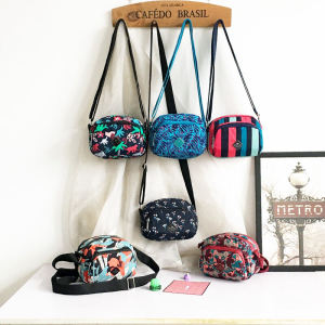 Oxford Cloth Three-layer Crossbody Bag Womens Single Shoulder Bag Printed Mini Canvas Shopping Vegetable Mobile Phone Bag