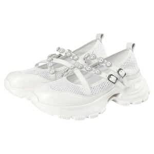 White Pearl Thick Sole Breathable Summer Mary Jane Flats