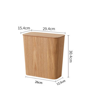 Japanese Style Wooden Trash Can Cover Household Living Room Small Paper Basket Lightweight Luxury Square Shape 12L Capacity