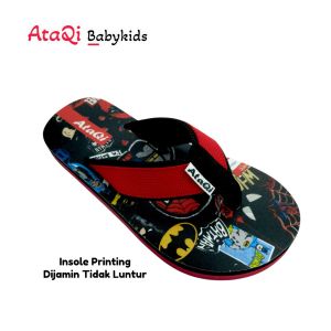 AtaQi - Sandal Jepit Anak Laki Laki Perempuan Sandal Jepit Spiderman x Batman Sandal Anak Usia 4-10 Thn