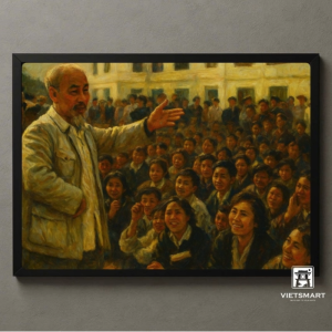 Tranh Nghệ thuật "Bác Hồ Nói Chuyện Với Học Sinh Thủ Đô" VIETSMART ART - Acrylic 45x 60cm
