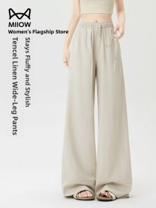 miiow | Casual Linen Wide Leg Pants Womens Summer New Style Loose Breathable Sports Base Straight Leg Pants Mountain Person Style