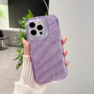 Luxury Wavy Laser Clear Phone Case For iPhone 11 15 16 14 12 13 Pro Max XR 6 7 8 Plus X XS Max SE 2020 2022 Shockproof Protective Back Cover