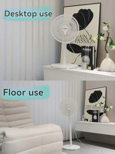 Premium Smart 2 IN 1 Adjustable Standing Floor Fan/Air Circulation Fan with Remote Control/ 15 Bionic Blades Double-Layer Structure/ Low Noise/3 Speed Household Oscillating Electric Fan Strong and Stable Base