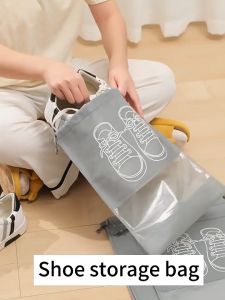 Shoe Storage Bag Dustproof Waterproof Portable Travel Organizer Large Capacity Drawstring Bag Non Woven Beg Kasut 便携鞋袋