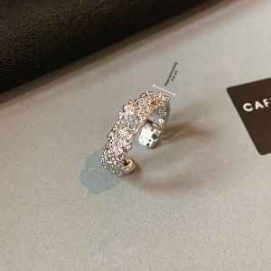 CAFFTI | Silver Zircon Rhinestone Lace Ring Broad Design Elegant