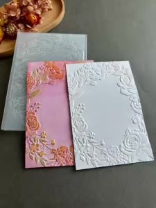 Transparent three-dimensional embossed board Jiangnan garden small bridge pattern design hand account greeting card embossing